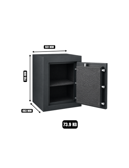 SentrySafe EF3428E digital safe open showing interior storage and shelves in Dubai UAE