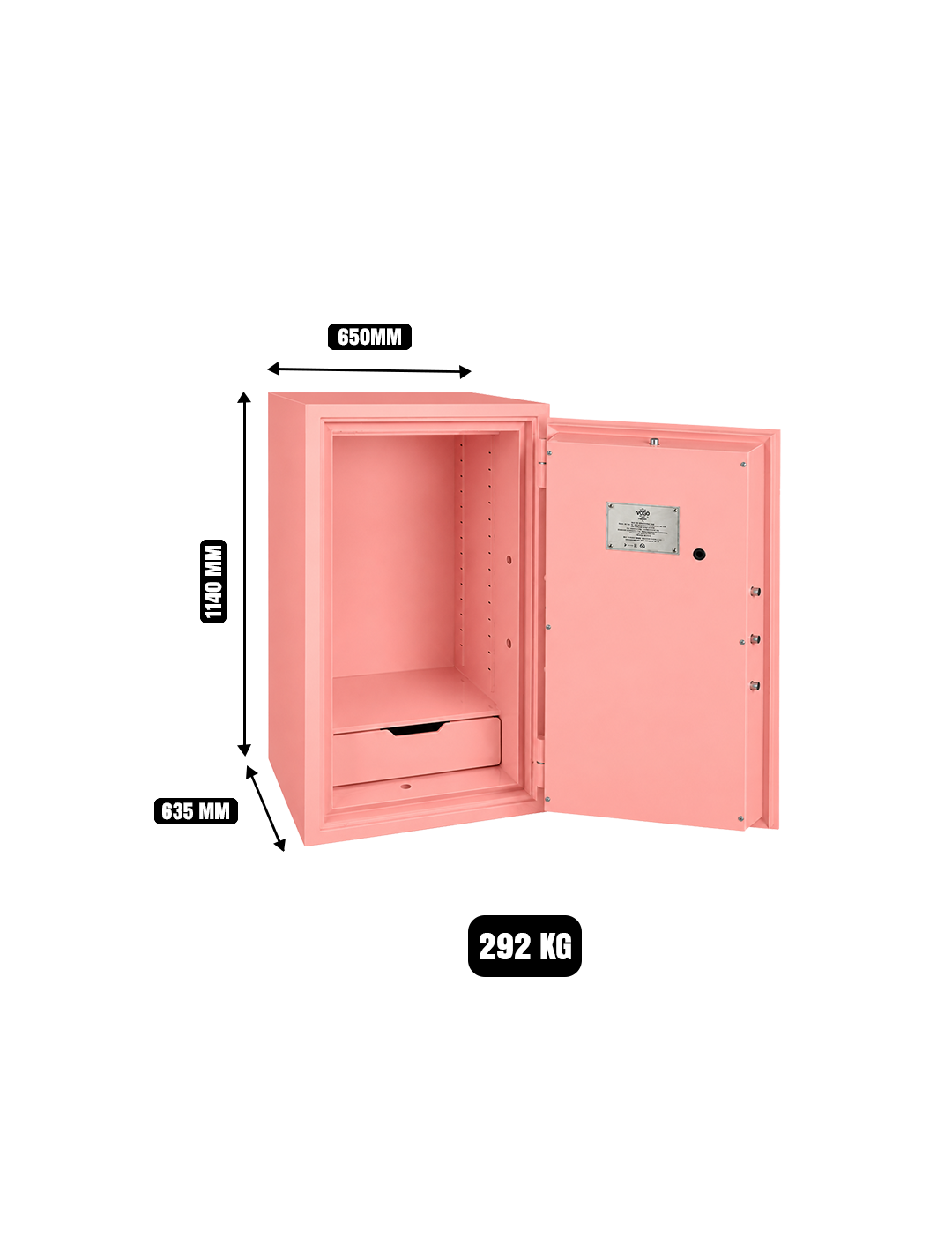 Shinjin VOGO VGF-1140 fire-resistant safe open with interior dimensions UAE